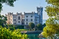 View on Miramare castle on the gulf of Trieste