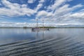 Mazuren Poland 12-9-2018 View of the mirror-like clear lake in the Mazuren Polland, with its fascinating blue-white clouds and