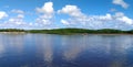 View of mirrored river and mangrove with beautiful blue sky with clouds in Porto Seguro - Bahia - Brazil Royalty Free Stock Photo