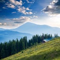 View of misty fog mountains in autumn Royalty Free Stock Photo