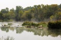 View of a misty river in Lodosa, Spain Royalty Free Stock Photo