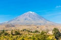 View of Misty Volcano in Arequipa, Peru, South America Royalty Free Stock Photo