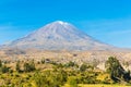 View of Misty Volcano in Arequipa, Peru, South America Royalty Free Stock Photo