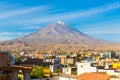 View of Misty Volcano in Arequipa, Peru, South America Royalty Free Stock Photo
