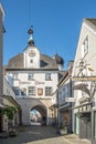 View at the Mittertor Gate in the streets of Rosenheim in Germany