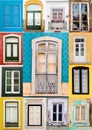 colage of portuguese windows Royalty Free Stock Photo