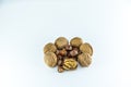 View of mixed different kind of nuts in shell Royalty Free Stock Photo