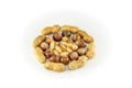 View of mixed different kind of nuts in shell Royalty Free Stock Photo