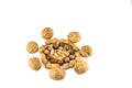 View of mixed different kind of nuts in shell Royalty Free Stock Photo