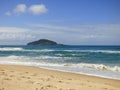 A view of Mocambique beach, island in the background - Florianopolis, Brazil