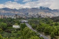 View of Modares highway and Alborz mountain range in Tehran, Ir