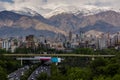 View of Modares highway and Alborz mountain range in Tehran, Ir