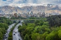 View of Modares highway and Alborz mountain range in Tehran, Ir