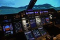 View of a modern airplane cockpit. Airbus A380 cockpit. 06/06/2012 - Paris, France Royalty Free Stock Photo