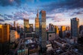 View of modern buildings at sunset in downtown Toronto, Ontario. Royalty Free Stock Photo