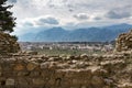 view of the modern city of Sparta over the remains of the ancient city, Sparta, Greece, Europe