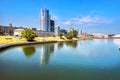 View of modern district Nyamiha Nemiga in downtown Minsk. Belarus Royalty Free Stock Photo