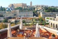 View of modern Jerusalem from roof cafe