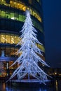 View of a modern LED Christmas tree standing next to the City H Royalty Free Stock Photo