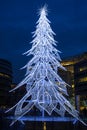 View of a modern LED Christmas tree standing next to the City H Royalty Free Stock Photo