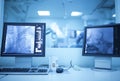 View of modern medical X-ray operating room (cath lab) Royalty Free Stock Photo
