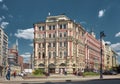 View of the modern Myasnitskaya Plaza business center, built in 2003 in the old style