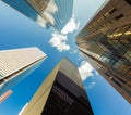 view on modern nice architectural gorgeous skyscrapers, high rise buildings, business centers, banks in Toronto down town area Royalty Free Stock Photo