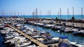 View of the modern port of Neptune from a terrace of the ancient village of the Lazio