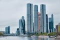 View of the modern residential complex Capital Towers and the business center Moscow City on the bank of the Moscow River Royalty Free Stock Photo