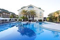 View of a modern resort with pool in Belek, Antaly