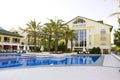 View of a modern resort with pool in Belek, Antaly