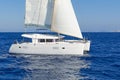 Modern sailing catamaran in action Royalty Free Stock Photo