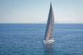 Yacht sailing in open sea at windy day Royalty Free Stock Photo