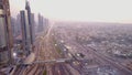 Modern buildings and highway. View on modern skyscrapers and busy evening highways day in luxury downtown of Dubai city