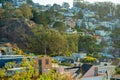 View of the modern sprwaling city streets and neighborhoods with cityscape in the historic districts of san francisco Royalty Free Stock Photo