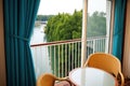 a view of a modest stateroom balcony Royalty Free Stock Photo