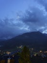 View of Moena, in the Dolomites, by night