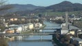 View from the Moenchsberg to River Salzach in Salzburg, Austria