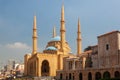 View of the Mohammad Al-Amin Mosque also referred to as the Blue Mosque. Is a modern Sunni Muslim mosque located in downtown Royalty Free Stock Photo