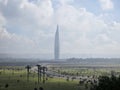 view of The Mohammed VI Tower in the city of Sale, bordering Rabat, the capital of Morocco