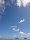 View of Mokulua Islands from Lanikai Beach, Oahu Island Royalty Free Stock Photo