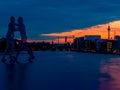 View on the Molecular men with TV tower at sunset in Berlin, Germany Royalty Free Stock Photo