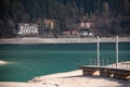 View of the Molveno lake on the Italian Alps. Royalty Free Stock Photo