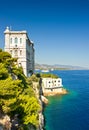 View from Monaco bay with Oceanographic Museum Royalty Free Stock Photo