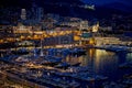 View of the Monaco harbor from the village in the evening Royalty Free Stock Photo