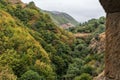 View from the monastery courtyard to the gorge, Tatev, Armenia. Royalty Free Stock Photo