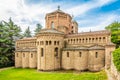 View at the Monastery of Santa Maria in the streets of Ripoll - Spain Royalty Free Stock Photo