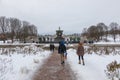 View of the monolith in Frogner Park, sculpture created by Gustav Vigeland. Oslo, Norway Royalty Free Stock Photo