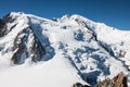 View of Mont Blanc mountain range from Aiguille Du Midi in Chamonix - landscape orientation Royalty Free Stock Photo