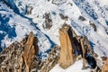 View of Mont Blanc mountain range from Aiguille Du Midi in Chamonix - landscape orientation Royalty Free Stock Photo
